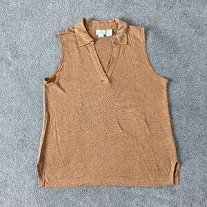 Nicole Miller Linen Tank Top Women's Large Sleeveless Blouse Disco NEW